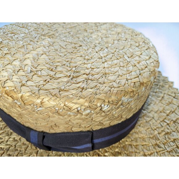 Men's Antique Royal Scot Vintage Gatsby Straw Boater Hat (size 6 7/8) AS IS - Picture 13 of 15